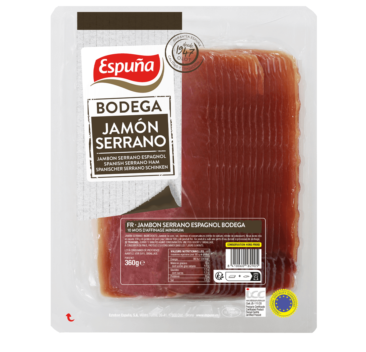 Serrano ham slices 360g