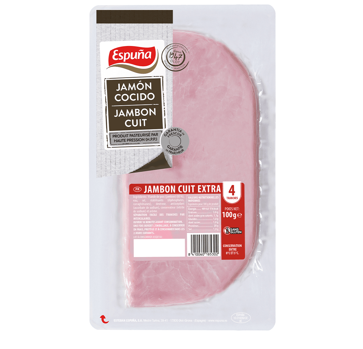 Cooked ham slices 100g