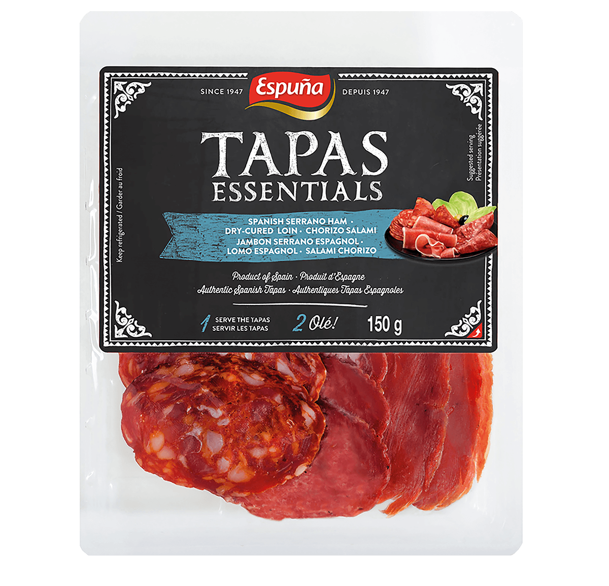 Tapas trio with serrano, lomo and chorizo 150g